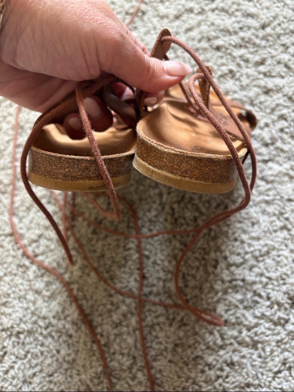Yokono brown leather lace-up gladiator sandals - Picture 9 of 13
